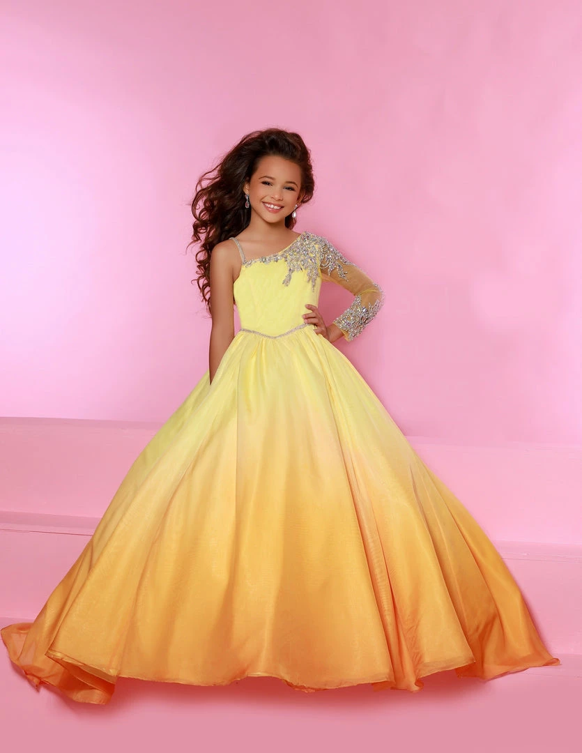 In Stock Sugar Kayne C160 Girls Pageant Dress Iris Ombre Size 8 One Shoulder Long Sleeve 4 In Stock Sugar Kayne C160 Girls Pageant Dress Iris Ombre Size 8 One Shoulder Long Sleeve