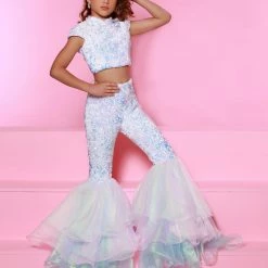 Backless Dresses Sugar Kayne C164 Girls Two Piece Fun Fashion Jumpsuit Pageant Bell Bottom Backless
