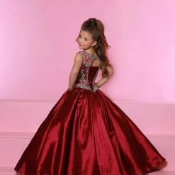 Sugar Kayne C170 Long A Line Girls Taffeta Ballgown Pageant Dress Corset Back