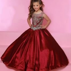 Sugar Kayne C170 Long A Line Girls Taffeta Ballgown Pageant Dress Corset Back