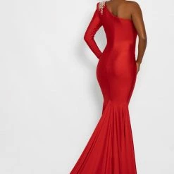 Johnathan Kayne 2224 One Long Sleeve Fitted Prom Dress With Side Slit Pageant Gown 22 Johnathan Kayne 2224 One Long Sleeve Fitted Prom Dress With Side Slit Pageant Gown
