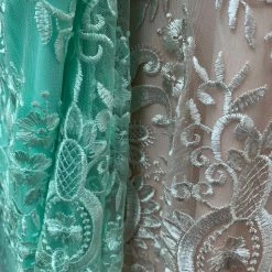 In Stock Mermaid Dresses Allie Blue 6534 Size 2 V Neckline Long Lace Mermaid Prom Dress Evening Gown Pageant Dress