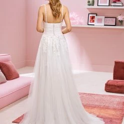 White One Bridal CARDI Pronovias Wedding Dress Tulle Skirt Bohemian Lace Gown