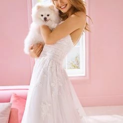 White One Bridal CARDI Pronovias Wedding Dress Tulle Skirt Bohemian Lace Gown