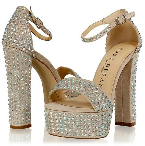 Marc Defang CAROLINE CUBAS Platform Pageant Heel Prom Shoe Wide AB Crystal 10 Marc Defang CAROLINE CUBAS Platform Pageant Heel Prom Shoe Wide AB Crystal