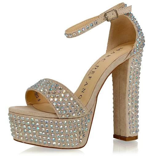 Marc Defang CAROLINE CUBAS Platform Pageant Heel Prom Shoe Wide AB Crystal 3 Marc Defang CAROLINE CUBAS Platform Pageant Heel Prom Shoe Wide AB Crystal