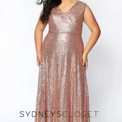 In Stock Sydney's Closet CE1801 Long Sequin Plus Size 16 Prom Dress Formal Evening Gown