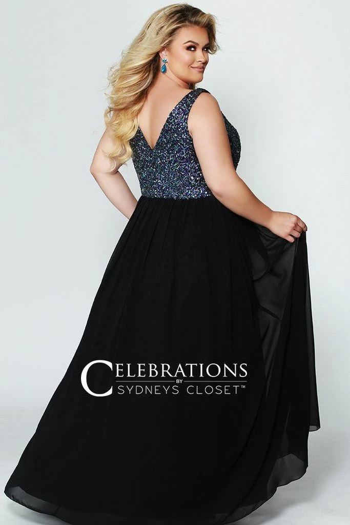 Sydney's Closet And Tease Prom Sydney's Closet CE1813 Sequin A Line Plus Size Prom Dress V Neck Evening Gown CE 1813 4 Sydney's Closet And Tease Prom Sydney's Closet CE1813 Sequin A Line Plus Size Prom Dress V Neck Evening Gown CE 1813