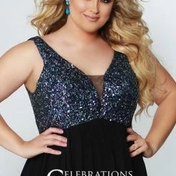 Sydney's Closet And Tease Prom Sydney's Closet CE1813 Sequin A Line Plus Size Prom Dress V Neck Evening Gown CE 1813 12 Sydney's Closet And Tease Prom Sydney's Closet CE1813 Sequin A Line Plus Size Prom Dress V Neck Evening Gown CE 1813