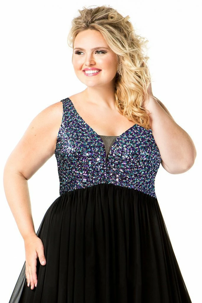 Sydney's Closet And Tease Prom Sydney's Closet CE1813 Sequin A Line Plus Size Prom Dress V Neck Evening Gown CE 1813 5 Sydney's Closet And Tease Prom Sydney's Closet CE1813 Sequin A Line Plus Size Prom Dress V Neck Evening Gown CE 1813