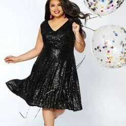 Sequin Dresses Sydney's Closet CE1901 Sequin Knee Length Party Cocktail Homecoming Dress