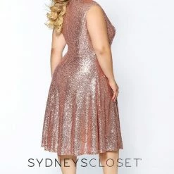 Sequin Dresses Sydney's Closet CE1901 Sequin Knee Length Party Cocktail Homecoming Dress
