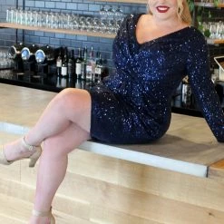 In Stock Long Sleeve Dresses Sydneys Closet CE 2004 Size 16 Short Sequin Cocktail Dress Long Sleeve Plus Size Celebrations