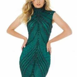 Ashleylauren Ashley Lauren 1624 High Neckline Beaded Fitted Prom Dress Sequins Evening Gown Sequin Dresses