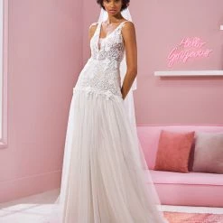 White One Bridal CHAKA Pronovias Wedding Dress BOHO V Neck Bohemian Lace Tulle Gown Mermaid Dresses