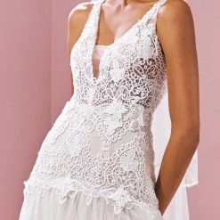 White One Bridal CHAKA Pronovias Wedding Dress BOHO V Neck Bohemian Lace Tulle Gown Mermaid Dresses