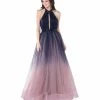 Discontinued Ballgown Dresses Blush Prom Dress 11864 Ombre Tulle Ballgown High Deep V Neck Gown