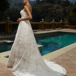 In Stock Casablanca Bridal 1900 Champagne Wedding Dress Strapless A Line Embellished
