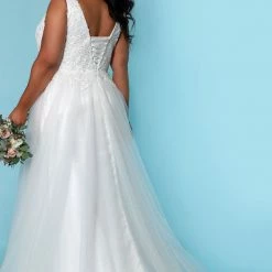 Sydney's Closet SC5270 Aline Wedding Dress Lace V Neckline Sleeveless SC 5270 Anne Marie Corset Dresses