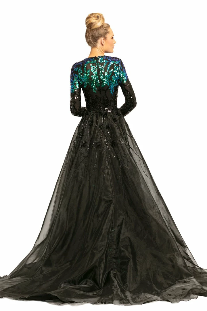 Discontinued Johnathan Kayne 9239 Long Sleeve Mermaid Prom Dress With Overskirt Stretch Sequins 4 Discontinued Johnathan Kayne 9239 Long Sleeve Mermaid Prom Dress With Overskirt Stretch Sequins