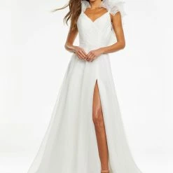 Ashleylauren Ashley Lauren 11166 Organza Prom Dress With Ruffle Shoulder Detail Ballgown Dresses