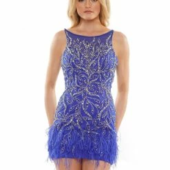 Backless Dresses Colors 2786 Short Fitted Formal Cocktail Dress Feathers Embellished Gown Corset Back