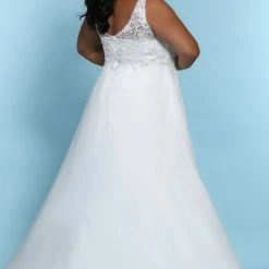 Sydney's Closet SC5246 Floral Bodice Plus Sized Wedding Dress V Neckline SC 5246 Katy 19 Sydney's Closet SC5246 Floral Bodice Plus Sized Wedding Dress V Neckline SC 5246 Katy
