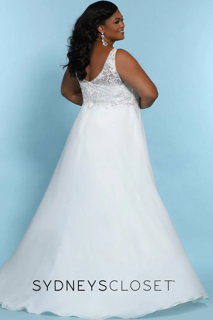 Sydney's Closet SC5246 Floral Bodice Plus Sized Wedding Dress V Neckline SC 5246 Katy 10 Sydney's Closet SC5246 Floral Bodice Plus Sized Wedding Dress V Neckline SC 5246 Katy