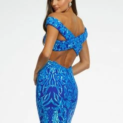 Ashleylauren Sequin Dresses Ashley Lauren 11115 Off The Shoulder Stretch Sequin Prom Dress