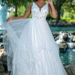 Adagio Bridal D1413 V Neck Lace Destination Bridal Ball Gown Wedding Dress A Line 1413 Ballgown Dresses