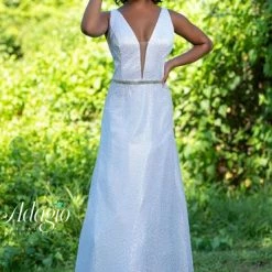 Adagio Bridal D1495 Glitter Tulle Destination Bridal Gown Wedding Dress Beaded 1495