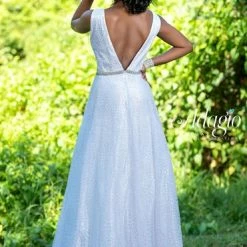 Adagio Bridal D1495 Glitter Tulle Destination Bridal Gown Wedding Dress Beaded 1495
