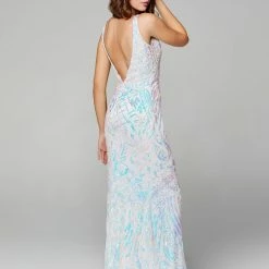 In Stock Primavera Couture 3612 Size 4, 16 Long Fitted Sequin Formal Prom Dress Pageant Gown Backless Backless Dresses