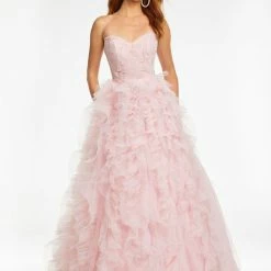 Ashleylauren Ballgown Dresses Ashley Lauren 11141 Strapless Ruffle Ball Gown Prom Dress
