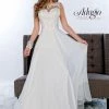 Adagio Bridal D9142 Bridal Dress Sheer Lace Neckline Chiffon A Line Wedding Gown 9142