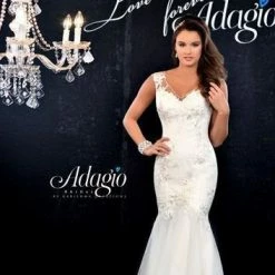 Mermaid Dresses Adagio Bridal D9145 Floral Applique Lace Mermaid Bridal Gown Destination Wedding Dress 9145