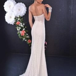 In Stock Adagio Bridal 9164 Size 00, 4 Long Lace Strapless Wedding Dress Destination Gown