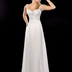 In Stock CLEARANCE Adagio Bridal D 9211 Size 20 Long Chiffon Wedding Dress Beaded Straps V Neck Pockets