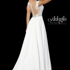 Adagio Bridal D9216 Cap Sleeve Lace Flowy Long Wedding Dress Destination Bridal Gown 9126