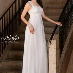 In Stock Adagio Bridal 9220 Size 16 Ivory Long Lace & Chiffon Destination Wedding Dress Corset Corset Dresses