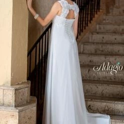 In Stock Adagio Bridal 9220 Size 16 Ivory Long Lace & Chiffon Destination Wedding Dress Corset Corset Dresses