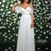 Adagio Bridal D9233 Long Wedding Dress Chiffon Ruffle Off The Shoulder Sleeves Gown 9233
