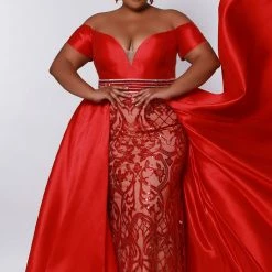 Sydney's Closet And Tease Prom Johnathan Kayne For Sydney's Closet JK2213 Plus Sized Pageant Dress With Overskirt JK 2213