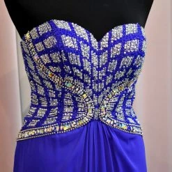 In Stock Tony Bowls 11407 Crystal Bodice Pageant Dress Sweetheart Chiffon Gown Blue CLEARANCE