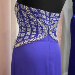 In Stock Tony Bowls 11407 Crystal Bodice Pageant Dress Sweetheart Chiffon Gown Blue CLEARANCE