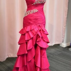 In Stock Prom Dress Fuchsia Size 8 Mermaid Ruffle Long Corset Mermaid Dresses