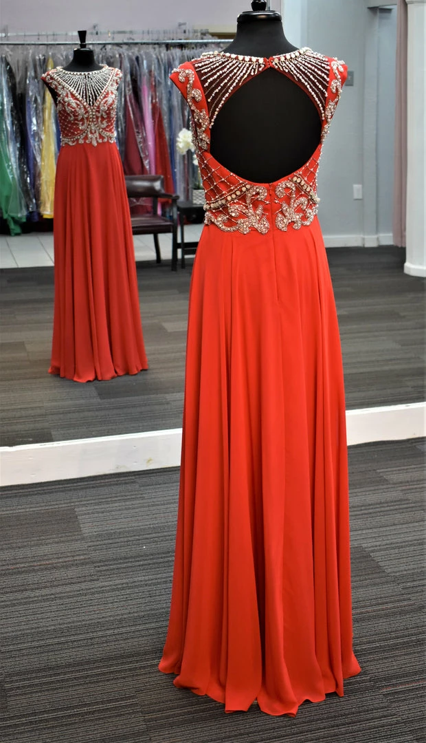 In Stock Jovani JVN31435 Size 6 Red Sleeveless Beaded Illusion Prom Dress Gown Beaded Backless Dresses 7 In Stock Jovani JVN31435 Size 6 Red Sleeveless Beaded Illusion Prom Dress Gown Beaded Backless Dresses