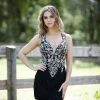 In Stock Primavera Couture 3331 Size 14 Short Fitted Floral Beaded Dress Backless Backless Dresses