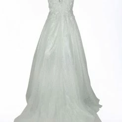 In Stock Ballgown Dresses Dave And Johnny 10288 3D Floral Wedding Dress Ivory Size 4 Petit Sequins Lace A Line Ballgown