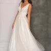 In Stock Ballgown Dresses Dave And Johnny 10288 3D Floral Wedding Dress Ivory Size 4 Petit Sequins Lace A Line Ballgown